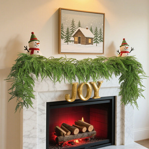 Guirlande de Noël Zongwang en pin de Norfolk 1,8 m, guirlande en rotin tressé, décorations faites à la main de style européen - Product Image 2