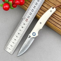 Couteau pliant en acier Damas, couteau de poche portable pour le camping et les fruits, couteau utilitaire de haute dureté, emballage en boîte