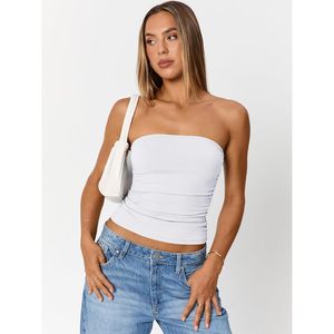 Womens <b>Strapless</b> Tube <b>Top</b> Sleeveless Bodycon Backless Y2K Party Wear Knitted Breathable Casual Dress - Product Image 2