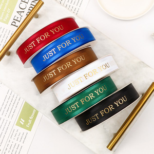 Just For You Grosgrain Ribbon 2.5cm Gold Stamp Valentine's Day Gift Wrapping Ribbons Solid Color Woven Spool - Product Image 3