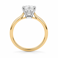 Bague de fiançailles solitaire en or 18 carats bicolore avec diamant taille brillant à 6 griffes, cadeau de mariage, vente en gros