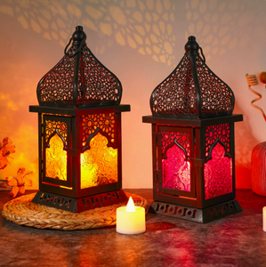 Farol de Hierro Estilo Marroquí DAMAI, con Diseño de Castillo Grabado, Multicolor Opcional, para Decoración del Hogar - Product Image 4