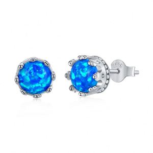 Dylam Top End Daily Jewelry Accessories S925 <b>Silver</b> Diamond Gemstone 5A Cubic Zirconia <b>Crown</b> Shape Synthetic Opal Stud Earrings - Product Image 1