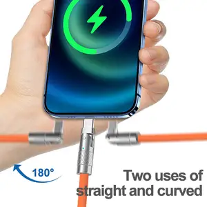 120w 6A Super Fast Charging Cable Usb To Type C Quick Charge Zinc Alloy Silicone Data Cable 180 Degree Rotatable Cord For Iphone