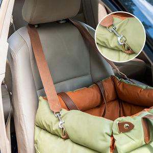 Asiento de coche de piel sintética de lujo para mascotas, cama elevadora para perros, cama para asiento de coche con hebilla de seguridad, LOGOTIPO personalizado, camas de lujo para perros, asiento de coche para mascotas - Product Image 3