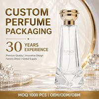 Flacon de parfum en verre transparent avec bouchon doré pour emballage de parfum haut de gamme OEM/ODM
