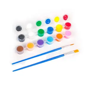 Set cat air dapat dicuci 2ML 6 warna dengan kuas untuk anak-anak, Set cat air Seni dan Kerajinan Anak lukisan artistik kerajinan