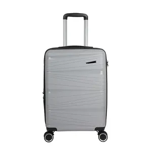 Nhà Máy Bán sỉ sản phẩm ánh sáng màu xám lớn vali giá rẻ giá với TSA khóa PP xe đẩy hành lý Vali Set với bánh xe