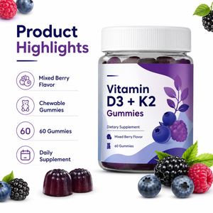 Suplementos múltiples Halal personalizados D C <span class=keywords><strong>Ácido</strong></span> <span class=keywords><strong>ascórbico</strong></span> E Aceite Minerales Vitaminas complejas Vitamina D3 K2 Gomitas para la salud de los hombres - Product Image 6
