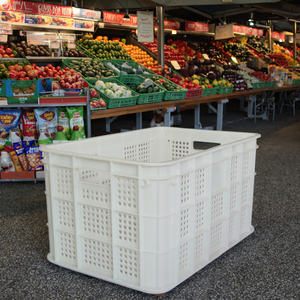 Hot bán PP chất liệu giỏ trái cây siêu thị của an toàn và không độc hại cấp thực phẩm đóng mở và <span class=keywords><strong>Stackable</strong></span> Thùng nhựa - Product Image 1