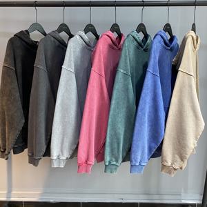 Nouvel arrivage 420gsm 100 coton Acid washed Heavyweight vintage Hoodie Oversize Batik Washed Retro French Terry Hoodie - Product Image 1