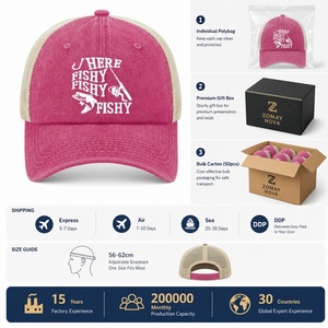 Casquette Trucker Rose Délavée Personnalisée, Dos en Maille, Snapback, 5 Panneaux, Réglable, pour Pêche et Activités de Plein Air, Fabricant, Vente en Gros, Faible MOQ - Product Image 6