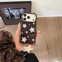 Coques de téléphone style coréen Ins-style avec étoiles à paillettes effet tache d'encre, compatibles avec iPhone 17/18 Pro Max et Apple 16. 17 Chaînes