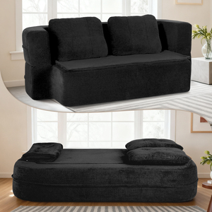 Boneless Cloud Couch,78" Queen Convertible <b>Sofa</b> <b>Bed</b> with Blanket,Scott Fabric Modular Loveseat,High-Density Sponge No Assembly - Product Image 1