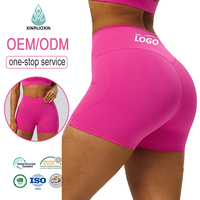Shorts de sport pour femmes à double brossage, taille haute, effet push-up, coupe ajustée, respirants, séchage rapide, en Spandex/Nylon