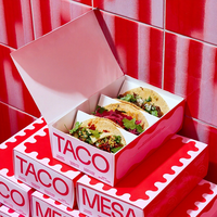 Boîtes en papier kraft jetables personnalisées avec logo pour la restauration, emballage alimentaire à emporter, support pour boîte à tacos à emporter