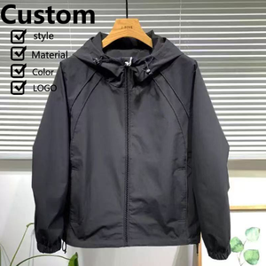 Chaqueta Ligera de Color Sólido, Personalizada, con Capucha, Manga Larga, Cortavientos, con Cierre, Impermeable y Resistente al Viento - Product Image 1