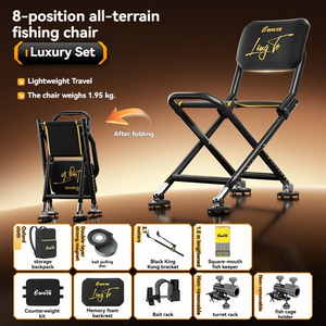 Chaise de pêche pliable et inclinable tout-terrain avec siège en métal et porte-gobelet, chaise de pêche réglable pour la pêche en eau sauvage - Product Image 6