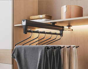 Garde-robe à l'intérieur du rangement Glissière télescopique montée sur le dessus Cintre Corde à linge Pôle Pull-out Rail Pant Rack - Product Image 5