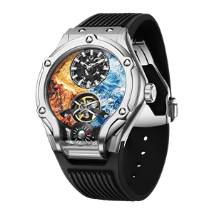 Hanboro Luxe Heren Automatisch Skelet Horloge <span class=keywords><strong>24</strong></span> Uur Mechanisch Waterdicht Lichtgevend Glas Wijzerplaat Venster Siliconen Frozen Serie - Product Image 6