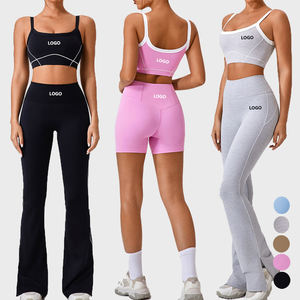 High Support Yoga <b>Sports</b> <b>Bra</b> & Biker <b>Shorts</b> <b>Set</b> for Women, Breathable Quick Dry Spandex Nylon, Elastic Waist, Solid Color, Ideal - Product Image 3