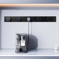 Riel de Alimentación Estándar Europeo de 80 cm con Interruptor de 32 A, 4 Enchufes Alemanes y 1 Enchufe USB A+C para Uso Doméstico