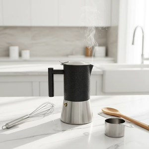 Nouvelle conception de <span class=keywords><strong>cafetière</strong></span> à expresso pour cuisinière, <span class=keywords><strong>cafetière</strong></span> à expresso en acier inoxydable, <span class=keywords><strong>cafetière</strong></span> à expresso à corps plein, pot à moka pour 3 à 6 tasses, 10 oz - Product Image 1