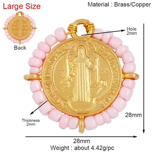 Mode Bohème Style Coloré Perles De Verre Pendentif Charme, Religieux Jésus Vierge Marie Bijoux Collier Bracelet Fourniture K50 - Product Image 4