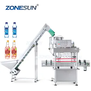 ZONESUN ZS-FXZ101 yüksek hızlı 6 tekerlekler lineer mili otomatik şişe şişe kapaklama makinesi besleyici ile