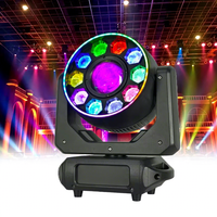 Projecteur LED mobile 300W RGBW 4-en-1 DMX avec zoom, 7 motifs + blanc, 7 couleurs + blanc, éclairage de scène DJ RGBW