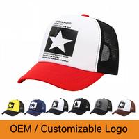 Gorra de malla de algodón con estrella de cinco puntas a precio mayorista, gorra de béisbol personalizada con estampado, gorra de camionero de moda, gorra de camionero para ciclismo y pesca