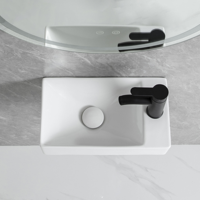 Lavabo mural rectangulaire moderne en céramique, capacité 9L, facile à nettoyer, petite taille, pour salle de bain