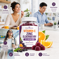 Gummies à la vitamine C, au zinc et à l'églantier, complément alimentaire pour soutenir l'immunité des adultes, végétalien, faible en sucre, sans gluten, étiquette privée OEM
