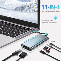 Adaptador HUB 11 en 1, 4K, VGA, Tipo C, PD, USB 3.0, RJ45, Ethernet, Lector de Tarjetas SD/TF, Base de Conexión Compatible con Laptop