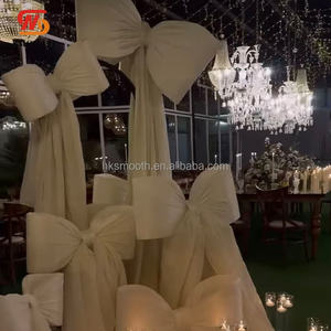 SMOOTH Hot Sales Large Fabric Bow Exquisite White Fabric Bows Decoration For Wedding Party Event Background Stage - Product Image 1