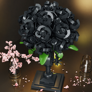 Wholesale <b>Plastic</b> Blooming 3d Puzzle Black Rose Brick Beauty Florist <b>Block</b> Flower Bouquet Compatible Model Building Set - Product Image 2