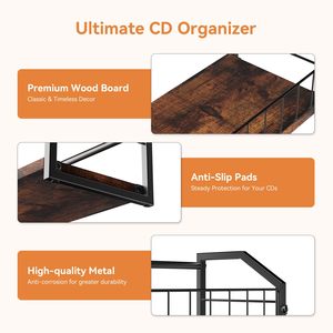 Organizador de CD de 2 Niveles, Estante de Almacenamiento de CD con Estante Superior de Exhibición, Estante de CD Premium para Oficina en Casa, Organizador a Granel - Product Image 5