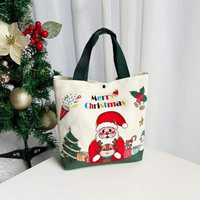 Articles cadeaux de Noël en toile réutilisables en gros avec personnalisation de logo par lots. Sac fourre-tout tendance pour les fêtes