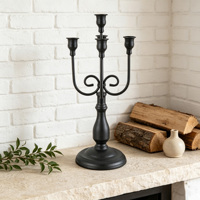 Candélabre de table vintage en fer noir à 5 bras pour bougies coniques, chandelier en métal pour décoration de mariage et salle à manger