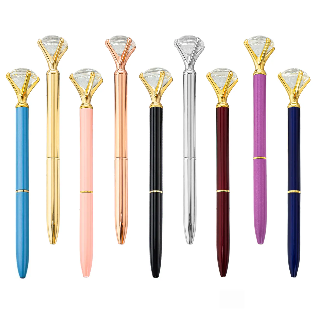 Bolígrafo personalizado de Metal con cristales y diamantes, pluma de lujo con logotipo, venta al por mayor