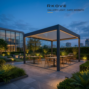 Pergola de luxe entièrement vitrée avec bandes LED intégrées pour terrasse de café haut de gamme - Product Image 1