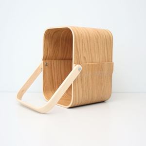 Cesta de madera curvada de nogal para botellas de vino, con asa delgada abierta, grabado personalizado, Vietnam - Product Image 1