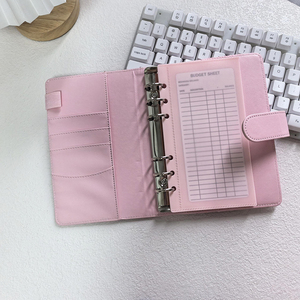 New nhựa không theo thẻ bên mở 6 lỗ pastel màu hồng A6 A7 zipless tiền thách thức Túi Ngân Sách chất kết dính túi tiền mặt phong bì - Product Image 4