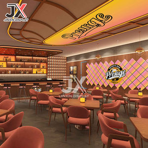 تصميم مخصص لطاولة بار مع خزانة عرض رخامية وكراسي، أثاث للنوادي الليلية والمقاهي والحانات، حل متكامل - Product Image 2