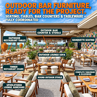 Ensemble de table et chaises en bois J2S personnalisé pour restaurants extérieurs, mobilier commercial moderne avec banquette pour projets hôteliers