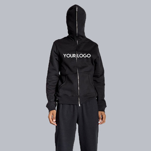 Hoodies oversize zippés en molleton 100% coton 330G pour l'automne et l'hiver, avec impression en relief et broderie, modèle vierge entièrement zippé - Product Image 6