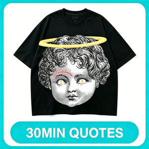 T-shirt Oversize Estiva da <span class=keywords><strong>Uomo</strong></span> e Donna con Stampa Angelo, Streetwear Harajuku, Maglietta Grafica con Simbolo del Denaro e Ali sul Retro - Product Image 1