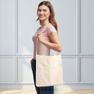 DIY Canvas Tote Bag Personnalisable Hobo Sac à Bandoulière avec Poches Extérieures Eco Friendly Shopper - Product Image 6