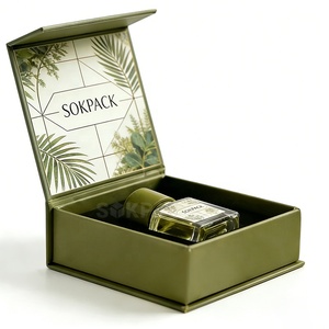 Custom Eco-Friendly 30ml Mini Travel Size <strong>Perfume</strong> Magnetic Rigid Box With Green Leaf Design Fragrance Gift Packaging For Her/Him - Product Image 3