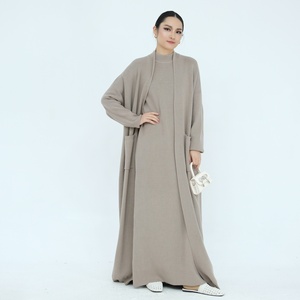 Abaya Invernale di Tendenza per Donna, Maglione di Lana, Abiti da Donna, Abbigliamento Islamico, Abito Musulmano con Cardigan e Kimono - Product Image 3